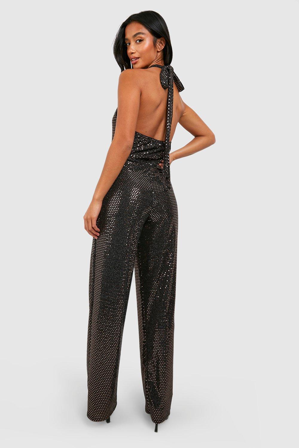 Boohoo store gold jumpsuit